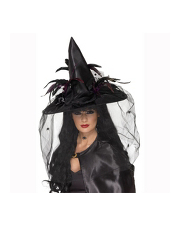 Black Feather Witches Hat